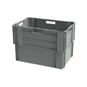 Bac de rangement empilable plein - 600x400xH420 mm - gris - Multiroir-Lire la description