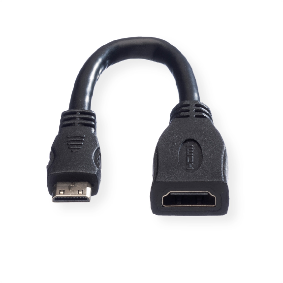 VALUE HDMI High Speed Kabel mit Ethernet, HDMI BU - Mini HDMI ST, 0,15 m-Beschreibung lesen