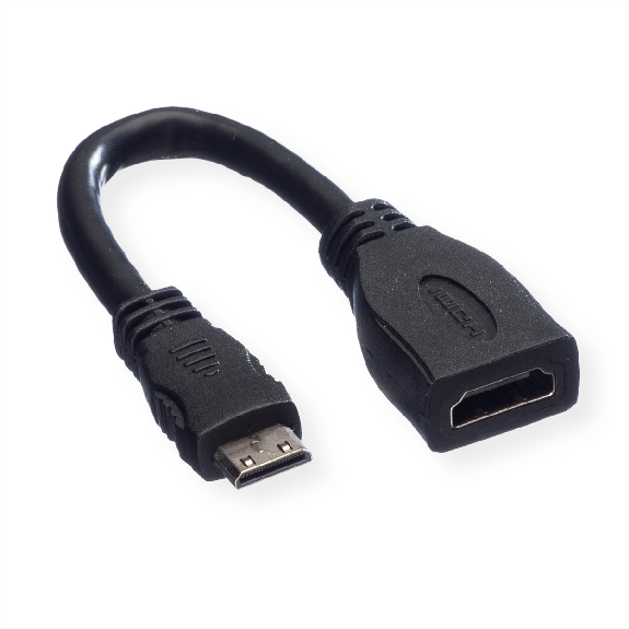 VALUE HDMI High Speed Kabel mit Ethernet, HDMI BU - Mini HDMI ST, 0,15 m-Beschreibung lesen