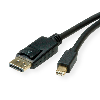 ROLINE Câble Mini DisplayPort v1.4, mDP M - DP M, noir, 2 m