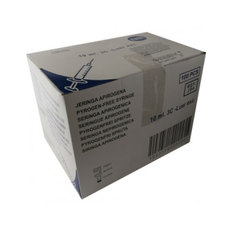 Jeringa 3 cuerpos 10 ml, Cono excéntrico, Caja 100 Unidades-Leer más