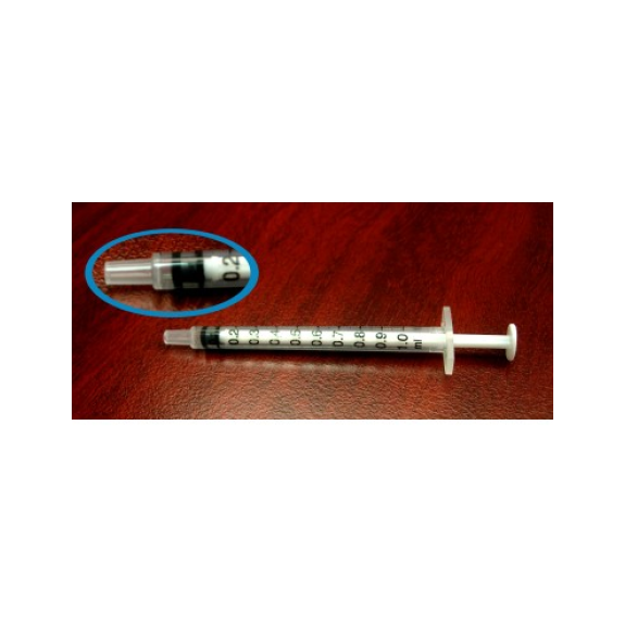 Jeringa 3 cuerpos 1 ml. Sin Aguja cono Luer Centrado, Escala centesimal, Caja 120 unidades-Leer más