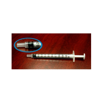 Jeringa 3 cuerpos 1 ml. Sin Aguja cono Luer Centrado, Escala centesimal, Caja 120 unidades-Leer más