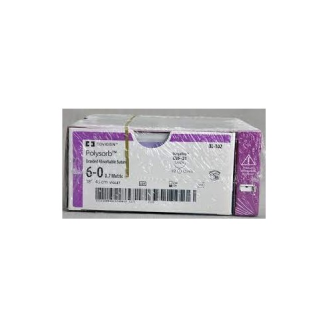 Sutura reabsorbible POLYSORB 6/0, Aguja 12 mm, 1/2 círculo violeta, Longitud hebra 45 cm, Caja de 36 unidades-Leer más