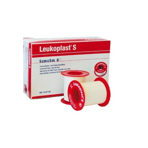 Esparadrapo de seda blanco LEUKOPLAST S 5 cm x 5 mts, caja 6 unidades Esparadrapo de seda blanco LEUKOPLAST S 5 cm x 5 mts, caja 6 unidades-Leer más