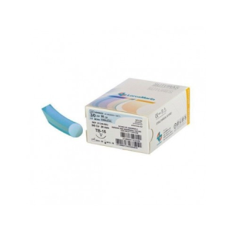 Nylon monofilamento azul TB-8, calibre 6/0, aguja 12 mm, 3/8 círculo triangular, longitud hebra 50 mm, caja 50 unidades-Leer más