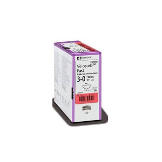 Suturas reabsorbible Trenzada VELOSORB 5/0, Aguja 17 mm., punta cilíndrica cortante 3/8 Círculo, Long. hebra 45 cm., KV15-Leer más