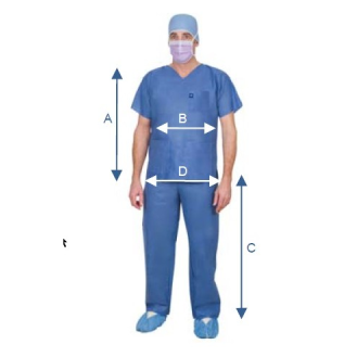 Pijama quirúrgico, camisa y pantalón, SMS 35g, azul, talla XL-Leer más