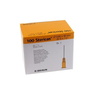 Aguja hipodérmica STERICAN 0,9x40 20Gx11/2 Amarilla Caja de 100 unidades-Leer más