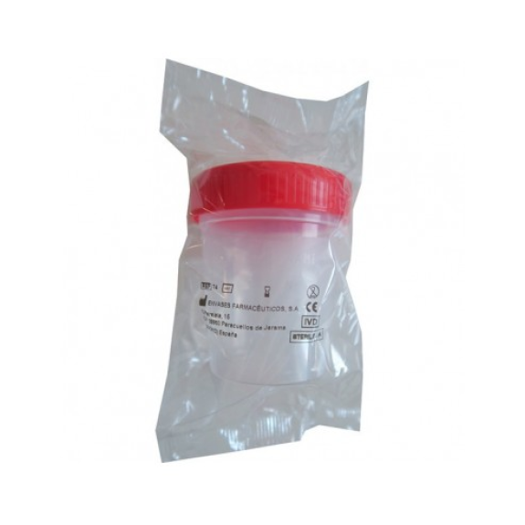 Contenitore per urina 120 cc. Tappo rosso unitario-Leggi tutto
