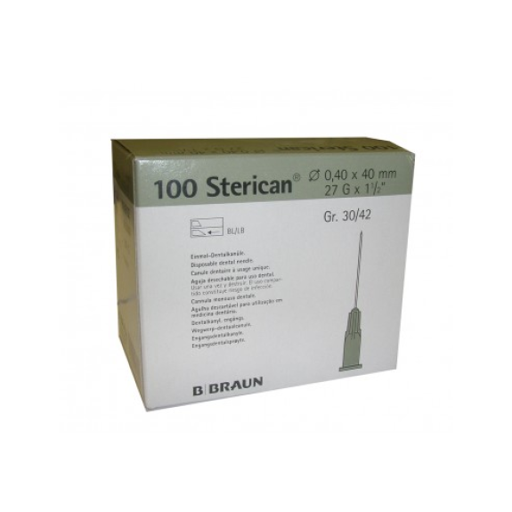 Aguja hipodérmica STERICAN 0,4x40 27Gx1 1/2 Gris-Leer más