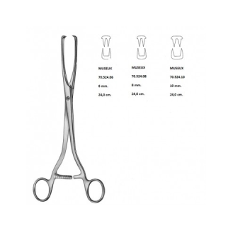Pinza P/Coger Cuello Utero MUSEUX 24 cm, Recta Boca 10 mm-Leer más