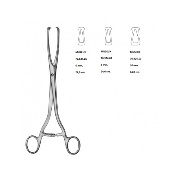 Pinza P/Coger Cuello Utero MUSEUX 24 cm, Recta Boca 10 mm-Leer más