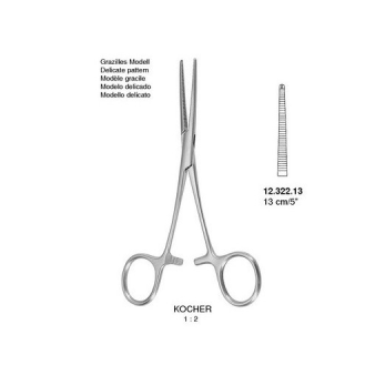 Pinza Hemostática KOCHER 16 cm RECTA Con Diente-Leer más