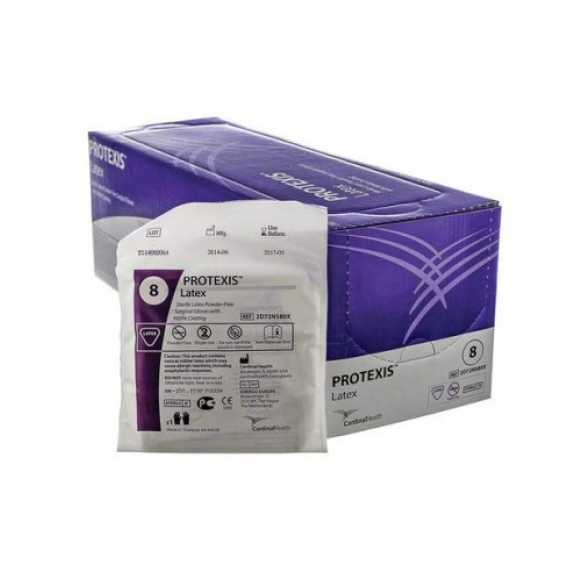 Guante Cirugía Estéril Gel Latex SIN POLVO 7.5 Protexisu0099 Caja 50 pares.