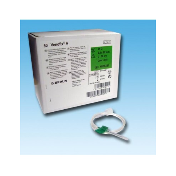 Aguja con aletas VENOFIX G-21 0,8x20 Verde Caja 50 unidades-Leer más