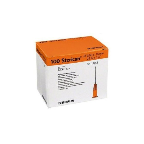 Aguja hipodérmica STERICAN 0,5x16 25Gx5/8 Naranja Caja 100 unidades Aguja hipodérmica STERICAN 0,5x16 25Gx5/8 Naranja Caja 100 unidades-Leer más