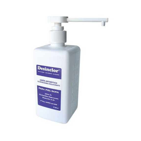 DESINCLOR Jabón 500 cc, Clorhexidina Digluconato 0,8% (Antiséptico)-Leer más