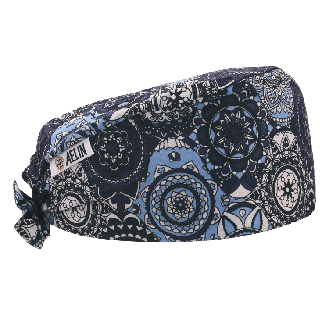 Calot Médical  Bleu Marine Motifs Orientaux  Cheveux Courts-Lire la description