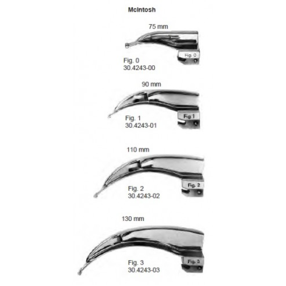 Lame de laryngoscope McIntosh, lumière froide n° 4-Lire la description