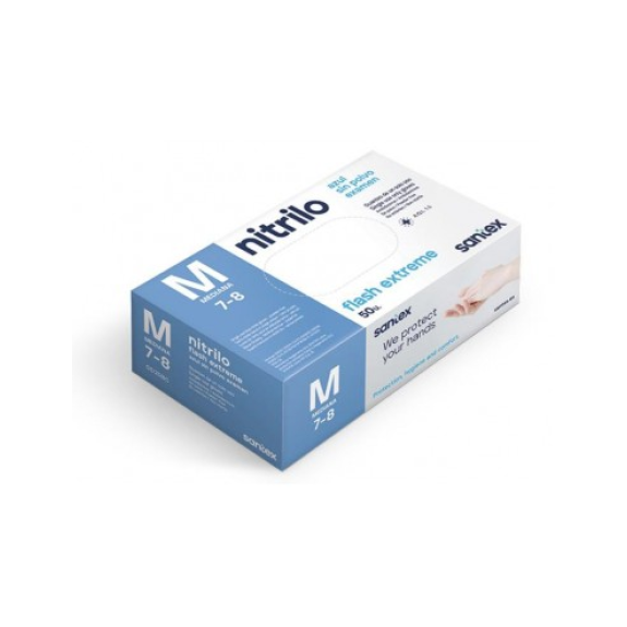 Guante Nitrilo Sin Polvo Extra largo 30 cm., Talla L, Caja 50 unidades-Leer más