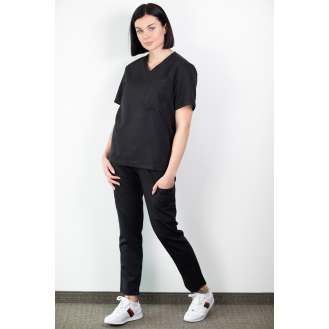 Medfit  Ensemble Médical Blouse Et Pantalon  Unisexe  Noir -XXL-Lire la description