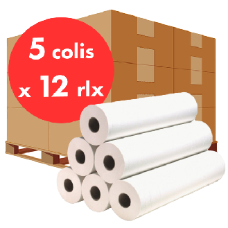 Draps d'examen ouaté 50x35cm 12 rlx - Pack de 5 colis-Lire la description