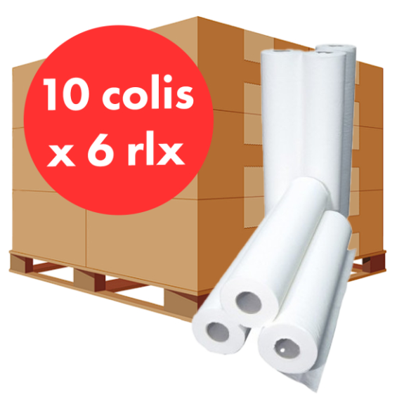 Draps d'examen 67x38cm 6 rlx - Pack de 10 colis-Lire la description