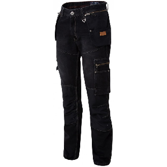 Pantalon de travail Jean Genouillères Poches Noir-Lire la description