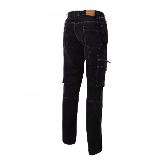 Pantalon de travail Jean Genouillères Poches Noir-Lire la description
