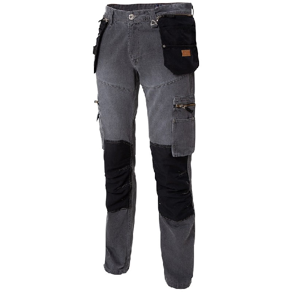Pantalon de travail Jean Genouillères Poches Gris-Lire la description
