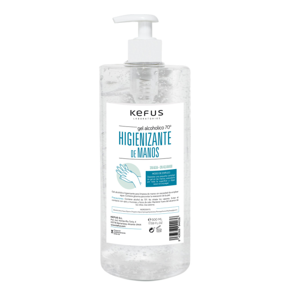 Gel Hidroalcohólico KEFUS 1000ml con Dispensador - Desinfectante de Manos para Cafeterías, Hoteles, Restaurantes, Escuelas, Oficinas y Más-Leer más