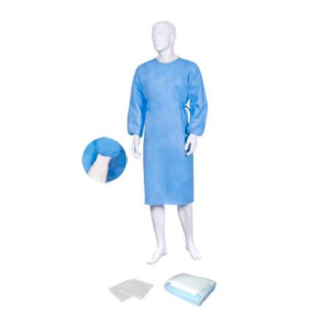 BATA CIRUGIA ESTERIL REFORZADA CON PUÑO DE ALGODÓN Y 2 TOALLAS ABSORBENTES, AZUL-Leer más