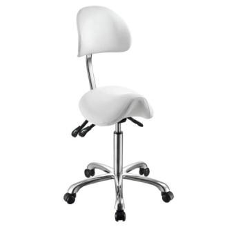 Tabouret ergonomique avec dossier enveloppant 1025A Noble Ecoline couleur blanche-Lire la description