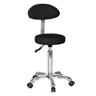 Tabouret avec dossier élévation à gaz couleur noire-Lire la description