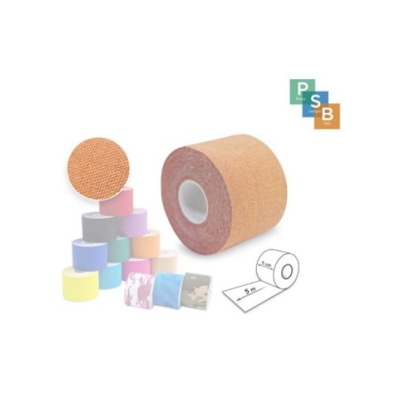 Venda neuromuscular Calvo Izquierdo SL - 5cm x 5m en beige, azul, rosa, negro, rojo, naranja, morado, verde, amarillo-Leer más