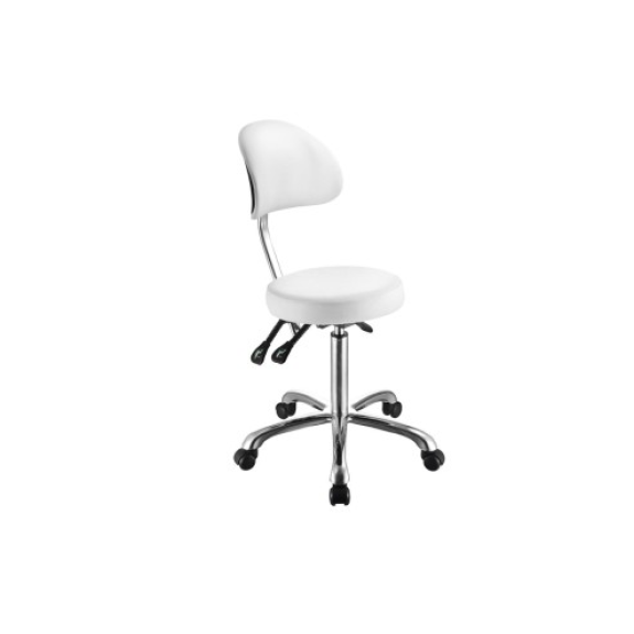 Sgabello da bar ergonomico Comfort bianco con altezza e schienale regolabili-Leggi tutto