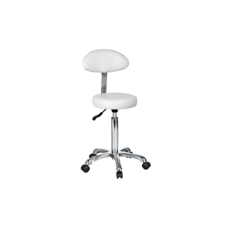 Tabouret à gaz blanc ergonomique et élégant avec dossier ovale et siège circulaire-Lire la description