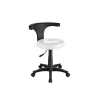 SGABELLO BIANCO ERGONOMICO PODOLOGIA MODELLO "ERGO". BASE CON RUOTE. SCHIENALE RO