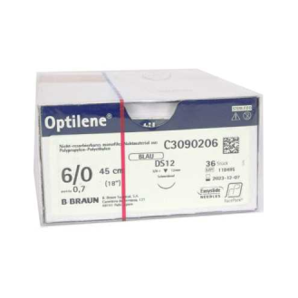 SUTURE OPTILENE (PREMILENE) BLEUE 6/0 DS-12 FIL LONG 45 CM UD-Lire la description