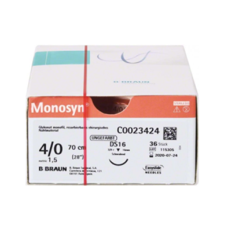 Suture synthétique résorbable incolore 4/0 70 cm-Lire la description