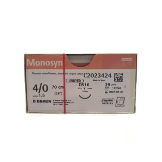 MONOSYN INCOLORE 4/0 70 CM. DS-16 AGO 3/8 DI CERCHIO PUNTA TRIANGOLARE. UD-Leggi tutto