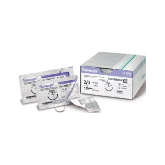 Suture synthétique résorbable Novosyn Violet 2/0 DS-19 - Longueur du fil de 70 cm-Lire la description