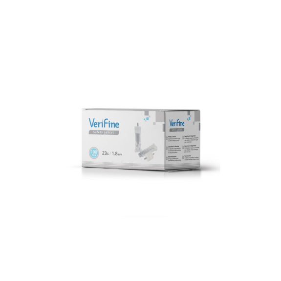 LANCETA DE SEGURIDAD 23G X 1,8 MM. VERIFINE. CAJA 100 UDS.-Leer más