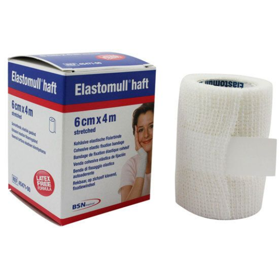 Elastische Kohäsivbandage Elastomull Haft 6cm x 4m - Atmungsaktiv und einfach zu verwenden-Beschreibung lesen