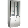 Armoire d'exposition de clinique en acier inoxydable HIDEMAR H-77 avec portes en verre et étagères réglables, 60x30x140 cm