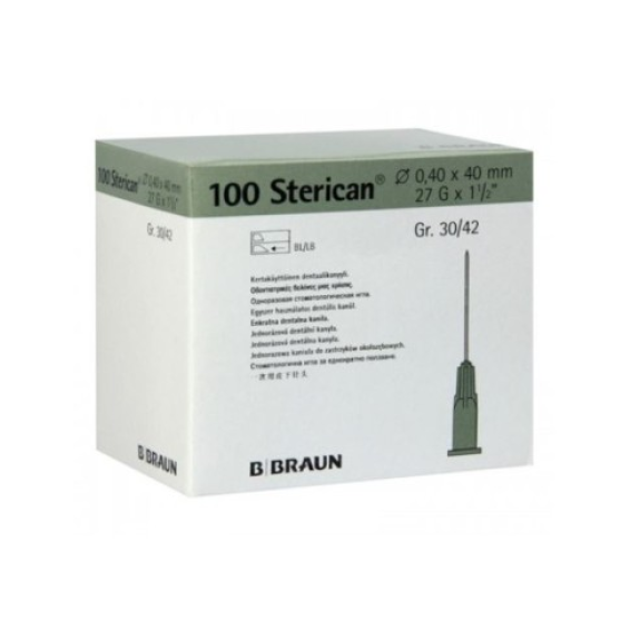 AGUJA 0,4mm X 40mm, 27G 1 1/2" CAJA 100 UDS. BRAUN MEDICAL (gris)-Leer más