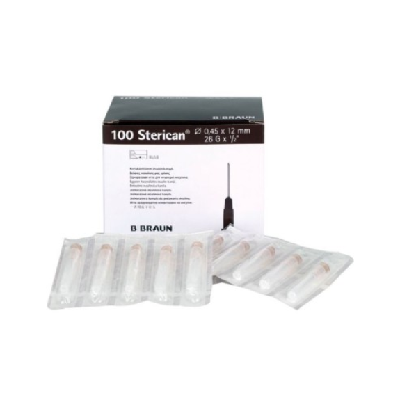 AGUJA 0,45mm X 12mm,  26G 1/2 " CAJA 100 UDS. BRAUN MEDICAL-Leer más