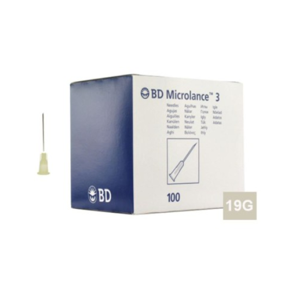 AGUJA 1.1mm X 25mm, 19G 1" LUER CAJA 100 UDS. (crema) AGUJA 1.1mm X 25mm, 19G 1" LUER CAJA 100 UDS. (crema)-Leer más