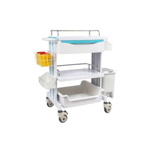 CHARIOT INFIRMIER AVEC SEAU POUR DÉCHETS ZIGERSAN-Lire la description